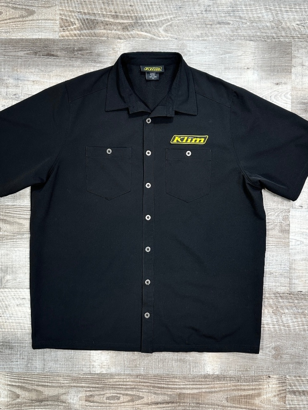 Klim Shirt Mens Size XL Black Short Sleeve Button Up Flap Chest Pockets